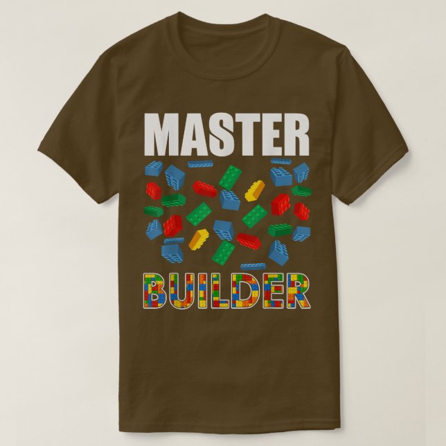 Boys Master Builder Funny Brick Building Blocks To T-Shirt (Design Front)