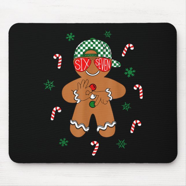 Boys Mens Christmas 6 7 Gingerbread Funny Meme Six Mouse Pad (Front)