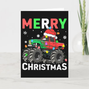 Boys Merry Christmas Monster Truck Santa Hat Toddl Card