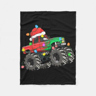 Boys Merry Christmas Monster Truck Santa Hat Toddl Fleece Blanket