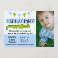 Boys Modern Alligator Birthday Invitation