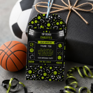 Boys Modern Black Sports Kids 10th Birthday Gift Tags