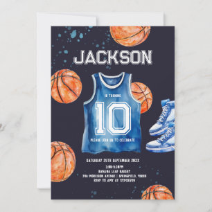 Boys Modern Blue Basket play Kids Birthday Invitation