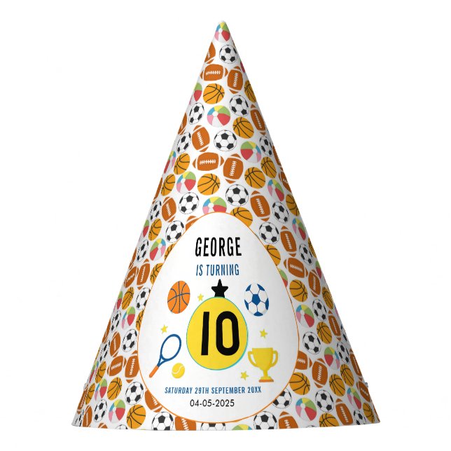 Boys Modern Sports Birthday Party | Game Day Theme Hat (Front)