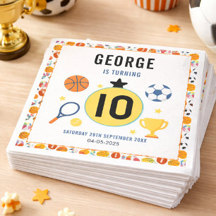 Boys Modern Sports Birthday Party Game Day Theme Napkin
