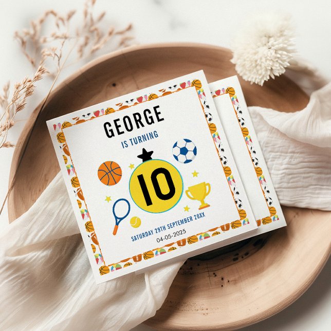 Boys Modern Sports Birthday Party | Game Day Theme Napkin (Creator Uploaded)