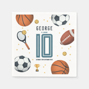 Boys Modern Sports Kids Birthday Napkin