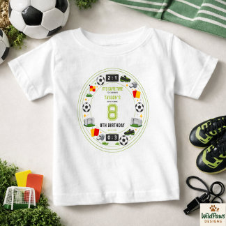 Boys Modern Sports Soccer Kids 8th Birthday Party Baby T-Shirt