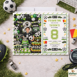 Boys Modern Sports Soccer Kids 8th Birthday Party Invitation