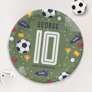 Boys Modern Sports Soccer Kids Birthday Paper Plate