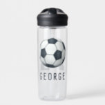 Boys Modern Sporty Soccer Kids Water Bottle<br><div class="desc">This cute and modern water bottle features a soccer ball illustration with space for you to add your name and jersey number (or age!). Perfect for sports lovers or a budding athlete. Great for kids or adults,  the perfect soccer coach gift.</div>