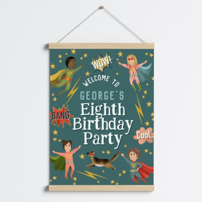 Boys Modern Superhero Kids Birthday Welcome Sign (Creator Uploaded)