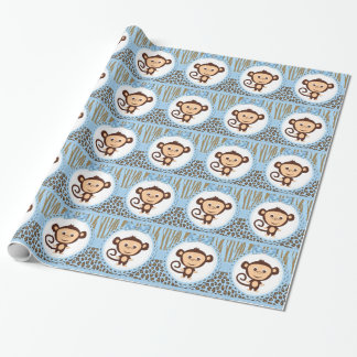Boys Monkey Baby Shower Wrapping Paper