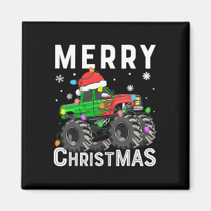 Boys Monster Truck Merry Christmas Santa Hat Toddl Magnet