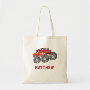 Boys' Monster Truck Personalised Name Tote Bag
