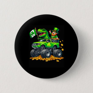 Boys Monster Truck T-rex Leprechaun St Patricks Da 6 Cm Round Badge