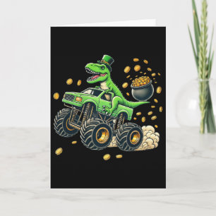Boys Monster Truck T-rex St Patricks Day Dinosaur  Card