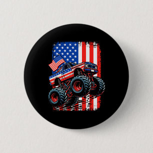 Boys Monster Truck Usa Flag Monster Truck 4th Of J 6 Cm Round Badge