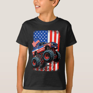 Boys Monster Truck Usa Flag Monster Truck 4th Of J T-Shirt