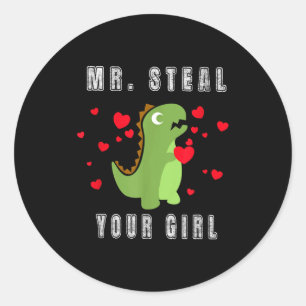 Boys Mr. Steal Your Girl - Cute Valentines Day Din Classic Round Sticker