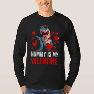 Boys Mummy Is Valentine Day Kids Dinosaur T Rex Lo T-Shirt