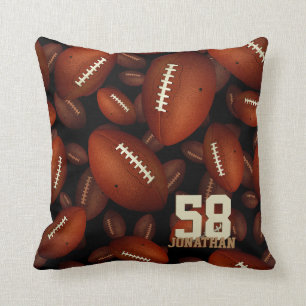 Boys' name and jersey number football cushion