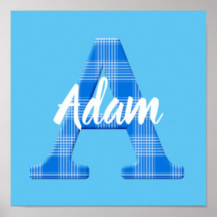 Boys Name Custom Plaid Letter A Poster