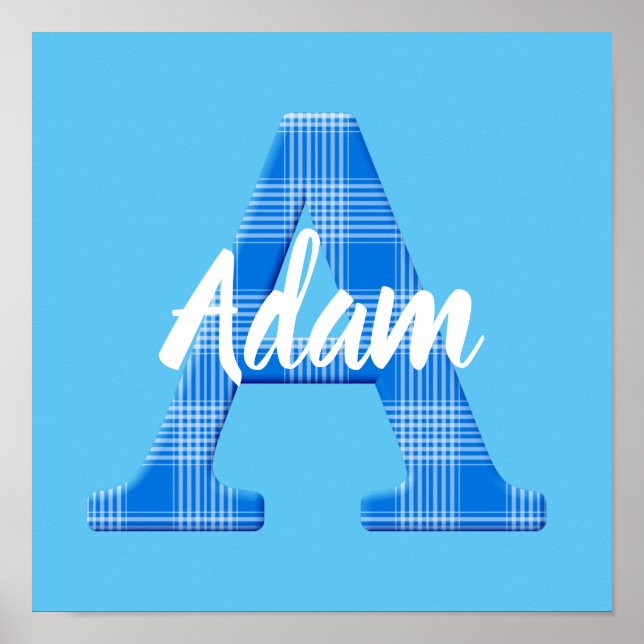 Boys Name Custom Plaid Letter A Poster (Front)