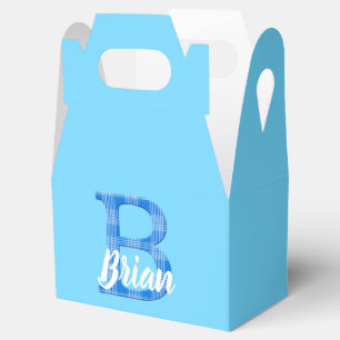Boys Name Custom Plaid Letter B Custom Blue Favour Box