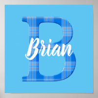 Boys Name Custom Plaid Letter B
