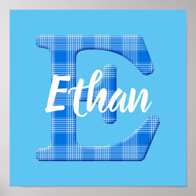 Boys Name Custom Plaid Letter E Poster (Front)