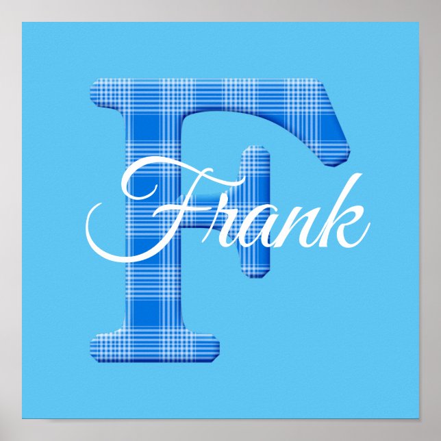Boys Name Custom Plaid Letter F Poster (Front)
