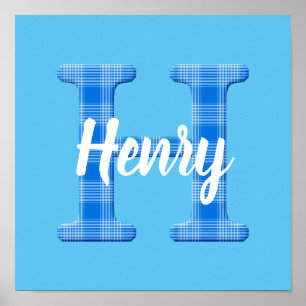 Boys Name Custom Plaid Letter H Poster