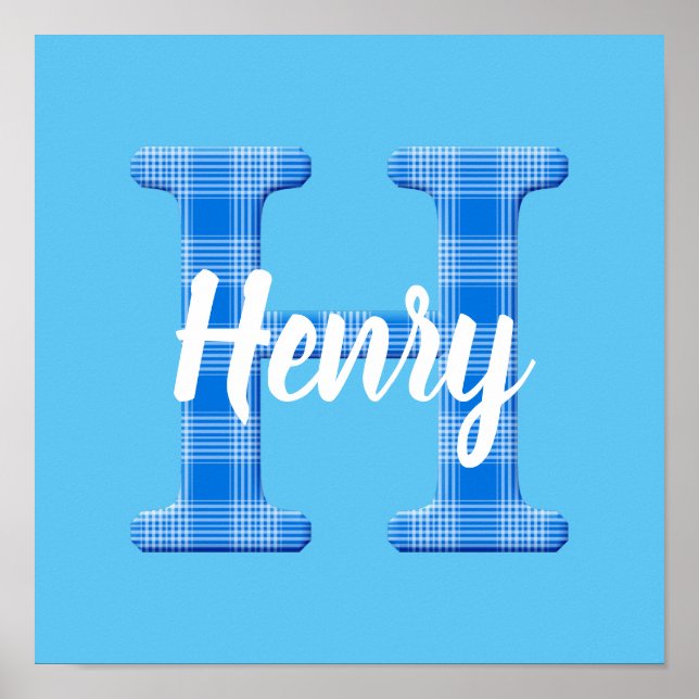 Boys Name Custom Plaid Letter H Poster (Front)