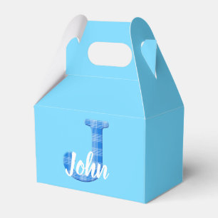 Boys Name Custom Plaid Letter J Custom Blue Favour Box