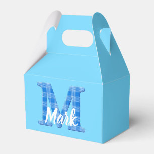 Boys Name Custom Plaid Letter M Custom Blue Favour Box