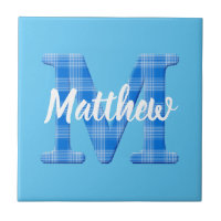 Boys Name Custom Plaid Letter M