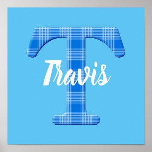 Boys Name Custom Plaid Letter T Poster