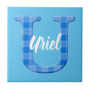 Boys Name Custom Plaid Letter U Tile