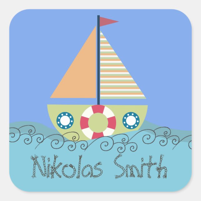 Boys Name Personalised Name Label Sticker (Front)