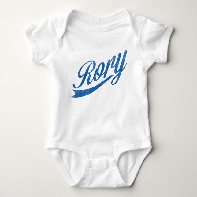 Boys Name "Rory" Distressed Blue Baby Bodysuit (Front)