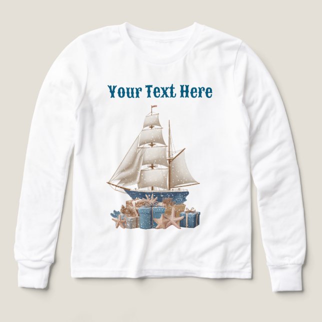 "Boys Nautical Christmas T-Shirt – Festive Holiday (Design Front)