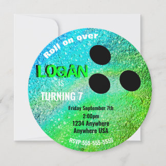 Boys neon BOWLING BALL bowling Glow birthday party Invitation