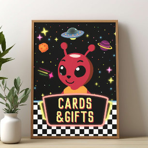 Boys Neon Galaxy Space Alien Cards Gifts Sign