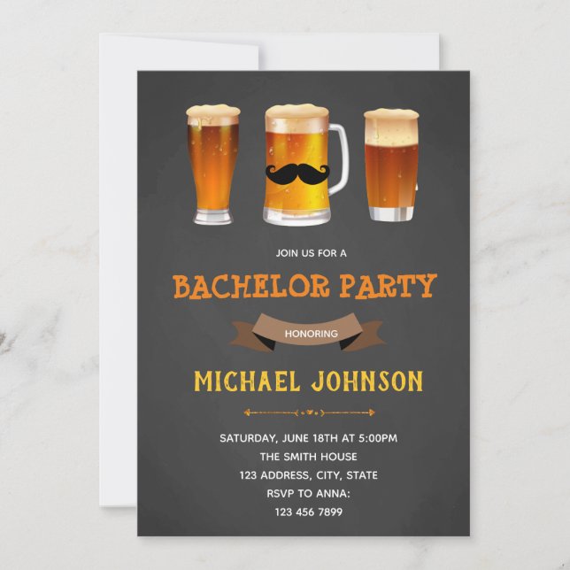 Boys night out bachelor party invitation (Front)