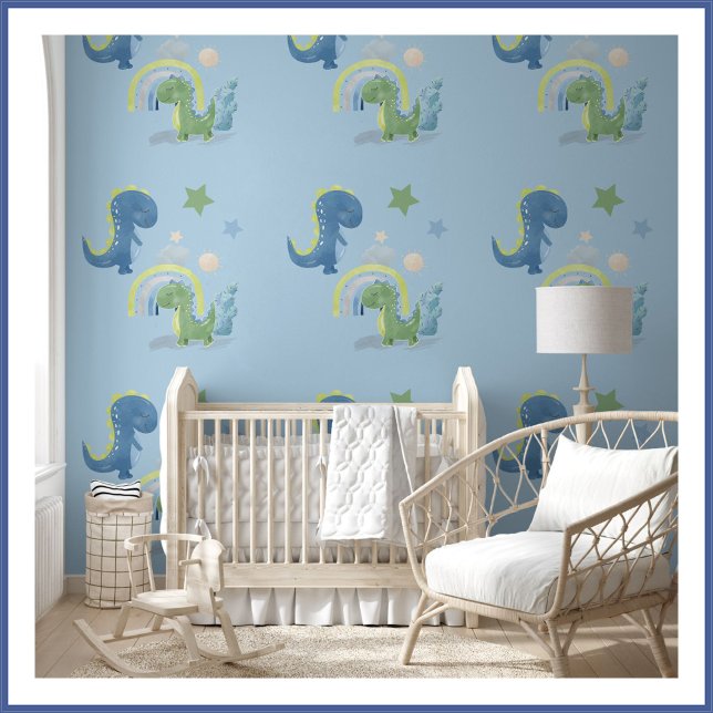 Boy's Nursery Dinosaurs at Play Peel & Stick Wallpaper (Creator Uploaded)