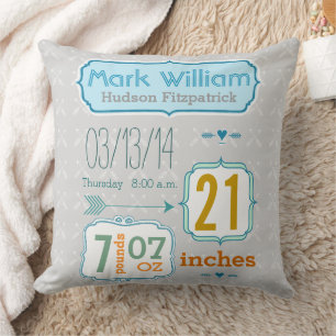 Boy's Nursery Room Baby Stat Arrow Pattern Cushion