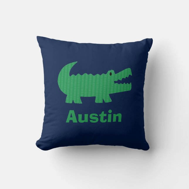 Boys Nursery Room Decor Alligator Throw Pillow (Front)