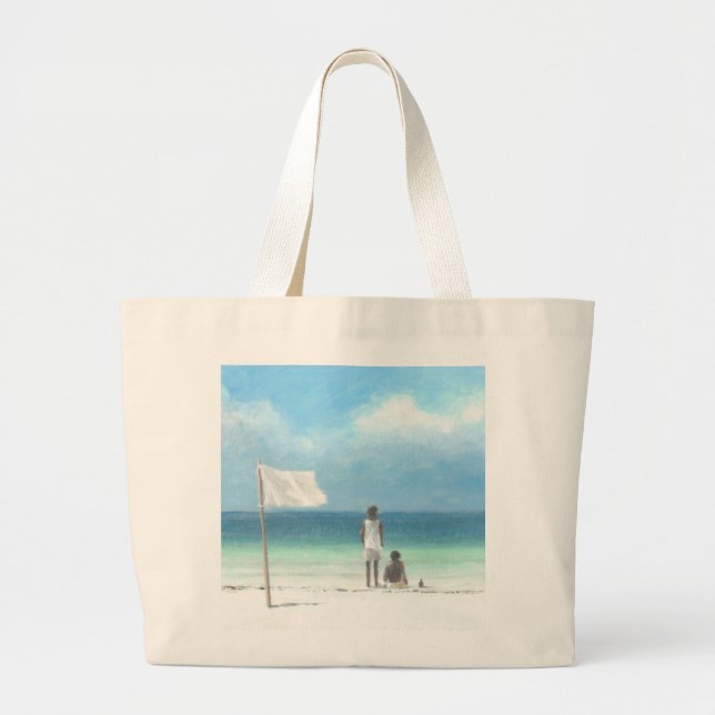 Boys on Beach Kenya Large Tote Bag (Front)