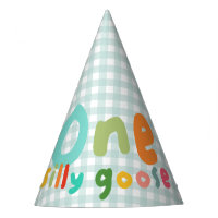 Boys One Silly Goose Blue Gingham 1st Birthday